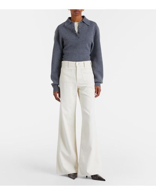 Veronica Beard White Kasey Wide-Leg Jeans