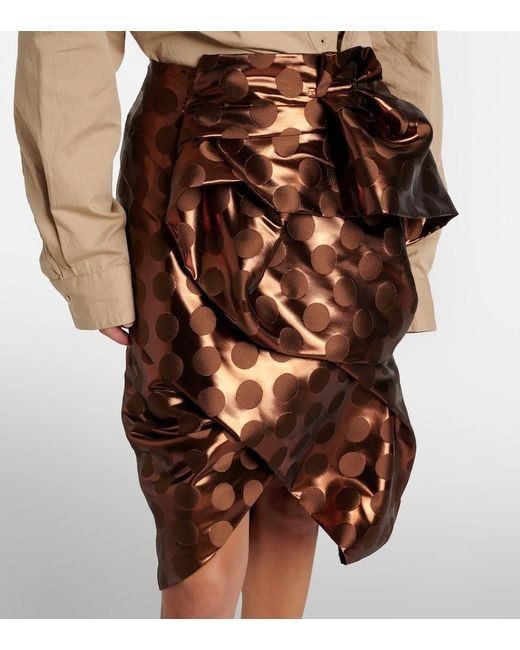 Dries Van Noten Brown Lame Midi Skirt