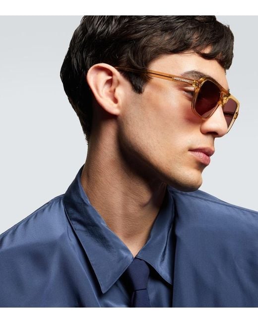 Saint Laurent Brown Aviator Sunglasses for men