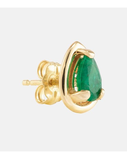 STONE AND STRAND Green Birthstone Bonbon 14kt Gold Earrings With Emeralds