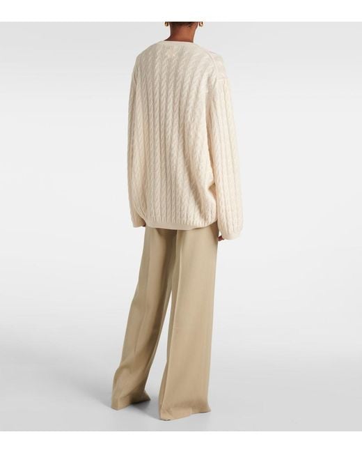Jardin Des Orangers White Cable-Knit Wool And Cashmere Sweater