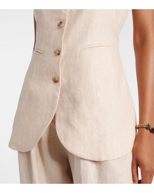 Posse Natural Lucille Pinstripe Linen Vest