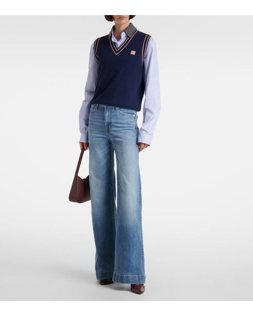 7 For All Mankind Blue Modern Dojo Wide-Leg Jeans
