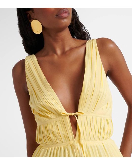 Jonathan Simkhai Yellow Stephanie Plisse Cotton-Blend Maxi Dress