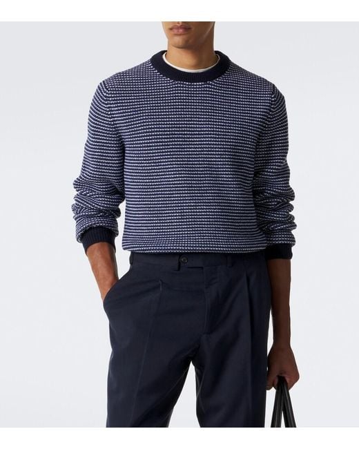 Lardini Blue Striped Wool And Cashmere Sweater for men
