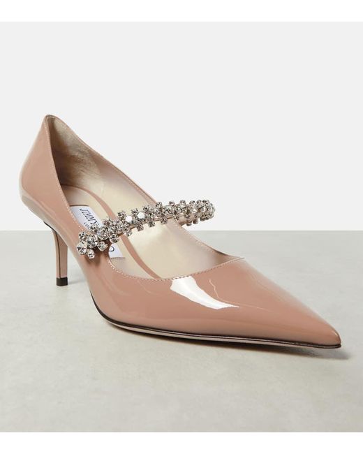 Jimmy Choo Pink Bing 65 Embellished Patent Leather Pumps