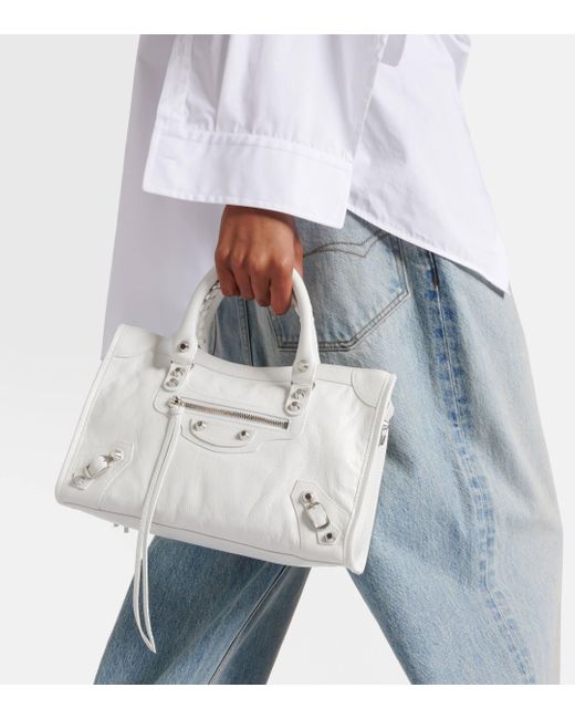 Balenciaga White Le City Small Leather Shoulder Bag