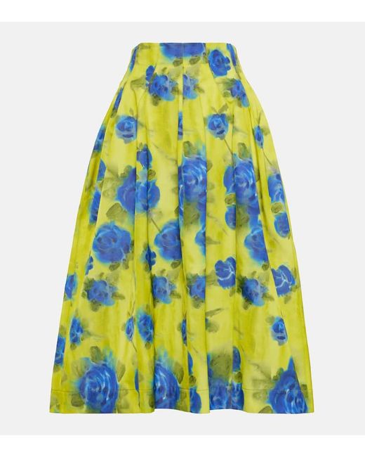 Falda midi de tafetan floral Marni de color Yellow