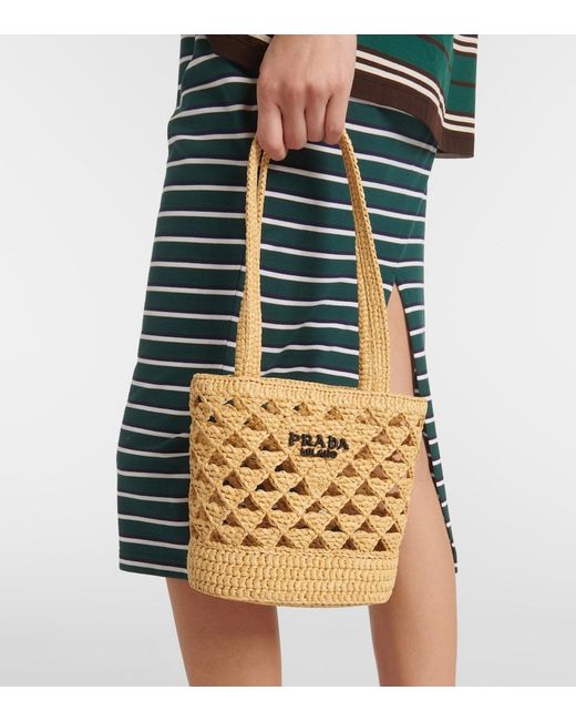 Prada Metallic Tote Bag Mini Aus Haekelstrick