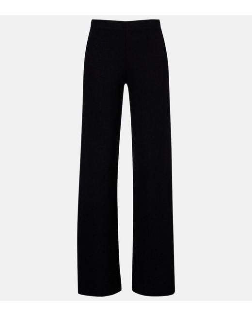 Leset Black Lauren Mid-Rise Jersey Wide-Leg Pants