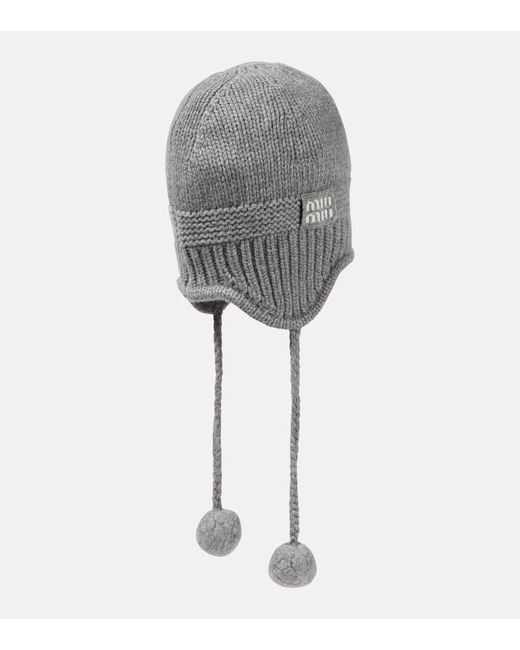Miu Miu Gray Wool And Cashmere Beanie