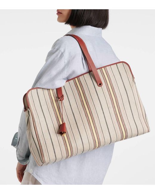 Loro Piana Brown Tote Bag Laguna Mit Leder