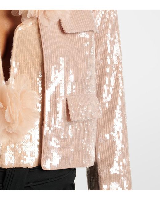 Self-Portrait Natural Sequined Jacket