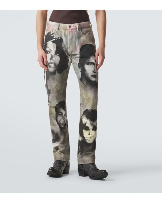 Versace Gray Printed Straight Jeans for men