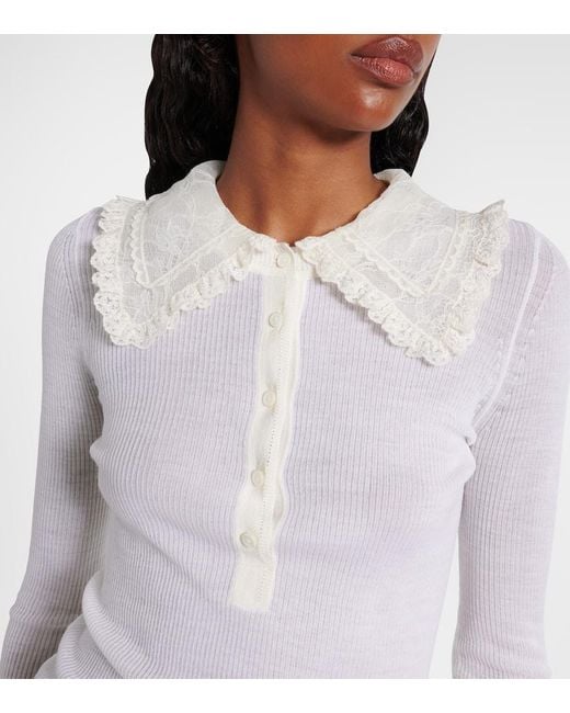 Chloé White Henley-Top Aus Wolle