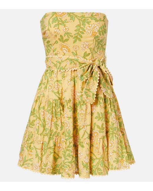 Poupette Yellow Christine Cotton Bandeau Minidress