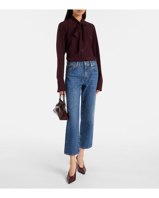 FRAME Blue The Hang Low-Rise Straight-Leg Jeans