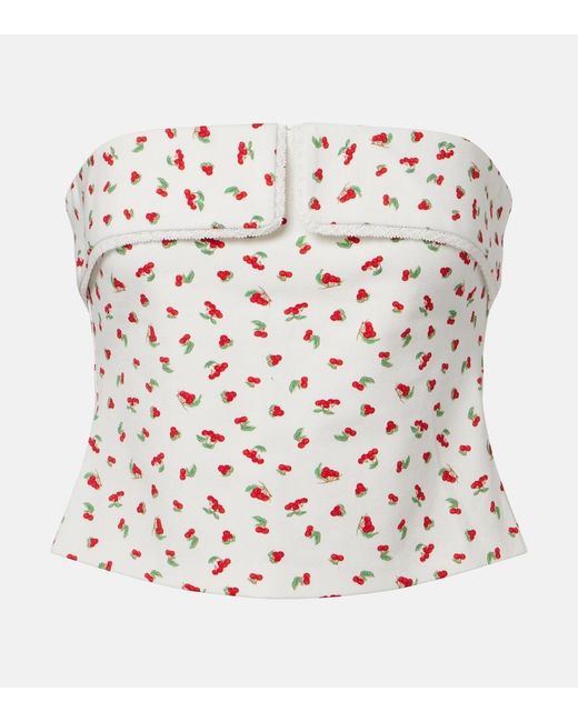 Posse White Ebony Printed Cotton-Blend Tube Top