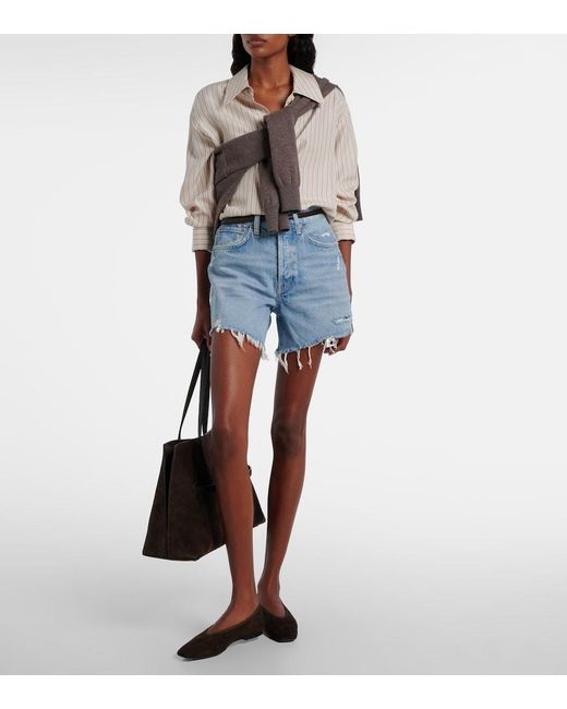 Agolde Blue Parker Mid-rise Denim Shorts