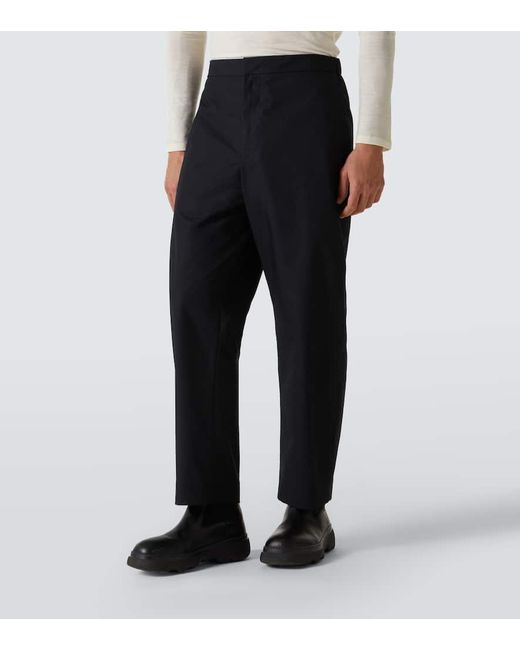 Jil Sander Blue Cotton Barrel-Leg Pants for men