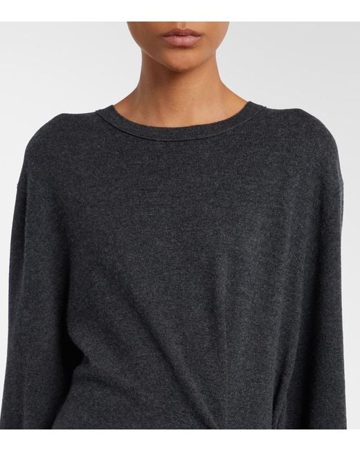 Lisa Yang Black Abrielle Gathered Cashmere Sweater Dress