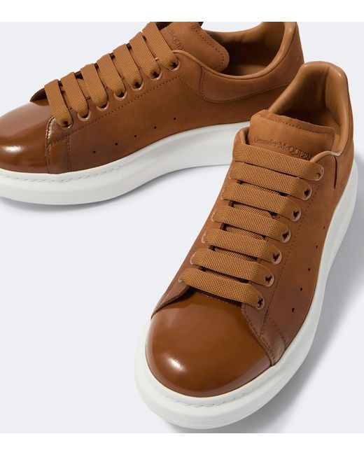 McQueen Brown Oversized Leather Sneakers for men