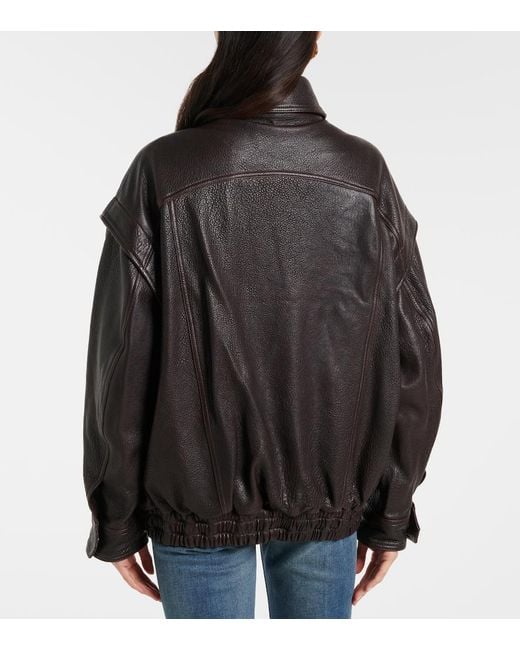 Nour Hammour Black Micah Leather Bomber Jacket