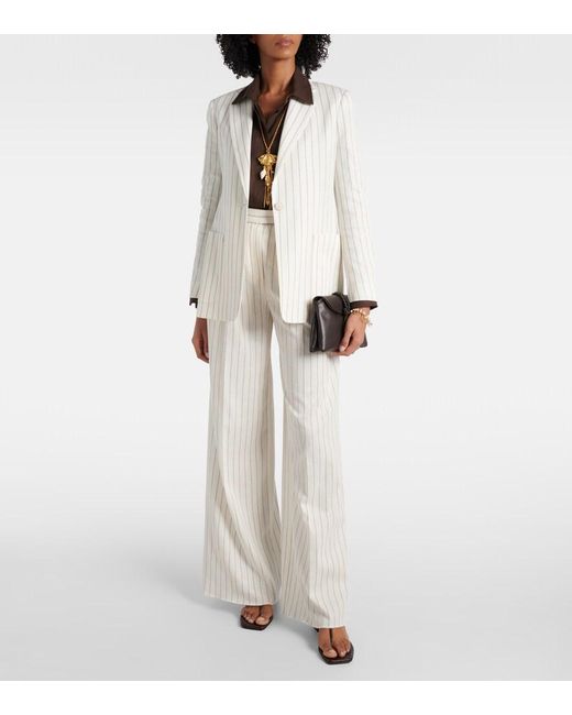 Max Mara White Jadi Striped Cotton And Linen Blazer