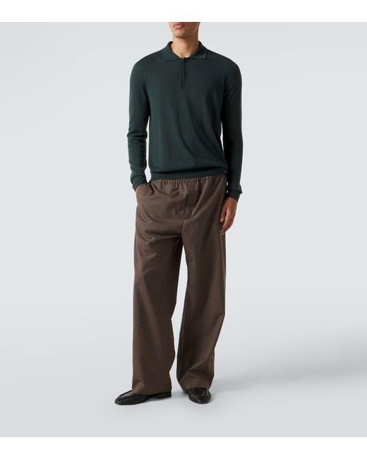 The Row Green Selio Cashmere Polo Sweater for men