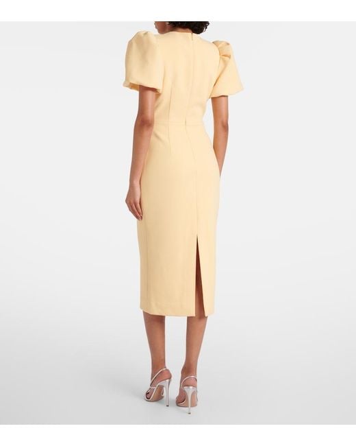 Rebecca Vallance Natural Annabelle Bow-Detail Crepe Midi Dress