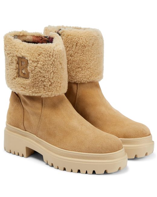 Bogner Shearlingtrimmed Suede Ankle Boots in Cognac (Natural) Lyst