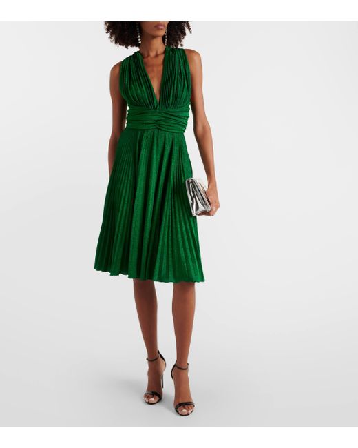 Dolce & Gabbana Green Pleated Minidress