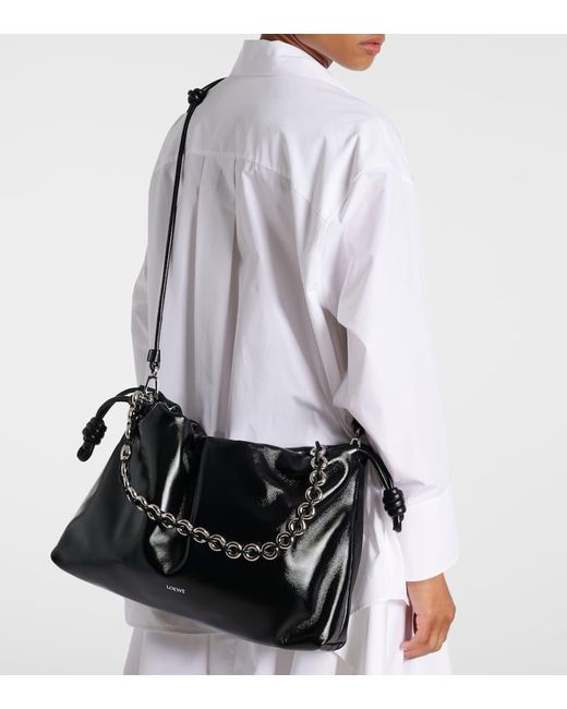Loewe Black Schultertasche Flamenco Large Aus Leder