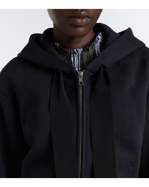 Patou Black Peplum Cotton Zip-Up Hoodie