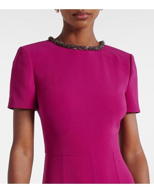 Roland Mouret Purple Cady Crystal Midi Dress