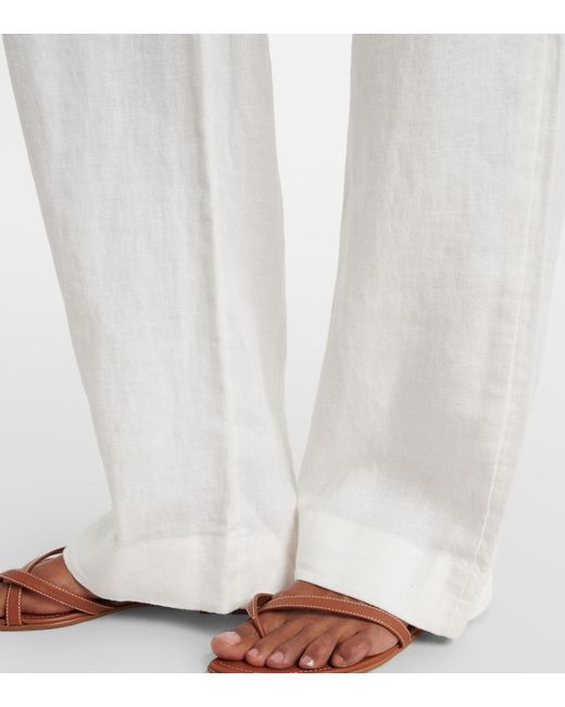Polo Ralph Lauren White Linen Wide-Leg Pants