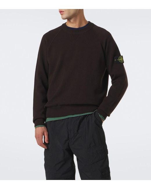 Stone Island Black Compass Badge Wool-Blend Sweater for men