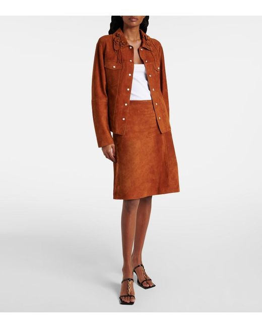 Versace Brown Suede Midi Skirt