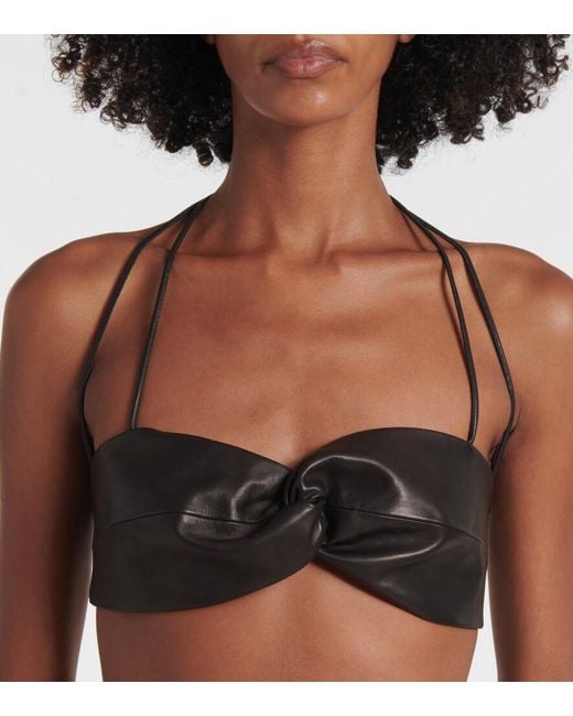 The Sei Black Leather Bra Top