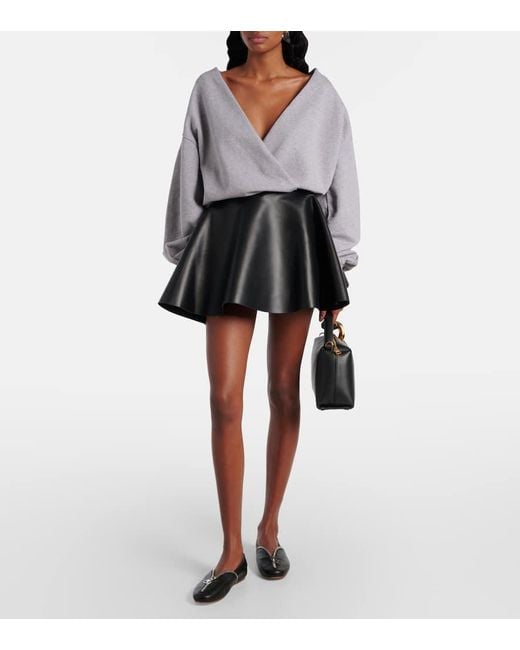 J.W. Anderson Black Biker Leather Ballet Flats