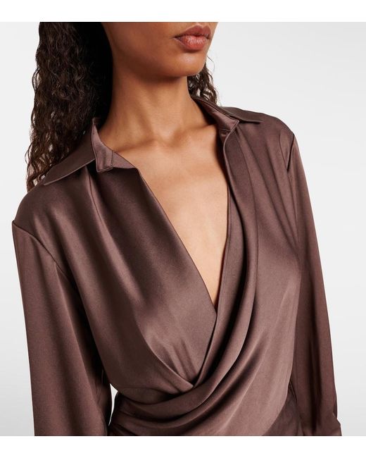 Jonathan Simkhai Brown Wickelkleid Talita Aus Satin