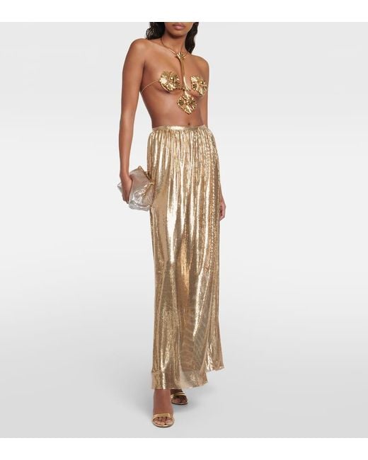 Rabanne Natural High-Rise Metallic Mesh Maxi Skirt