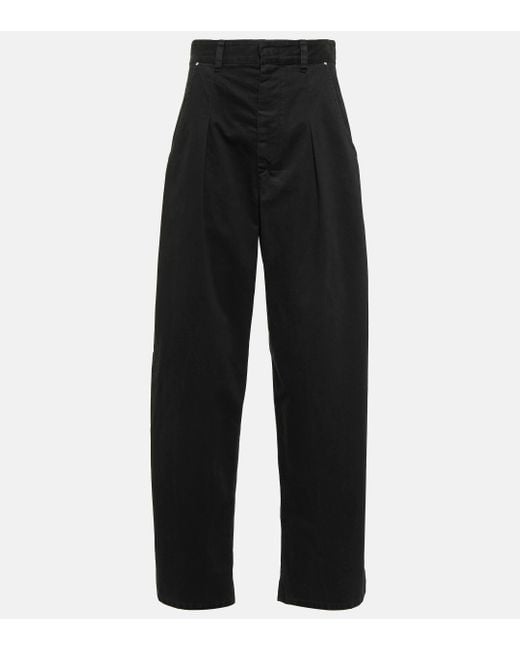 Isabel Marant Black Lenadi High-rise Cotton Wide-leg Pants