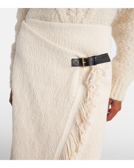 Isabel Marant Natural Galla Cotton And Linen Midi Skirt