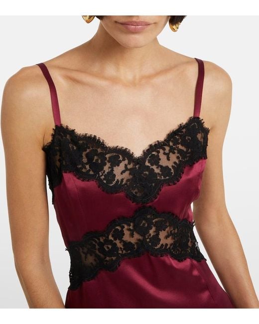 Dolce & Gabbana Red Silk And Cotton-Blend Midi Dress