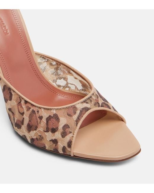 AMINA MUADDI Brown Alexa Leopard-Print Lace Mules