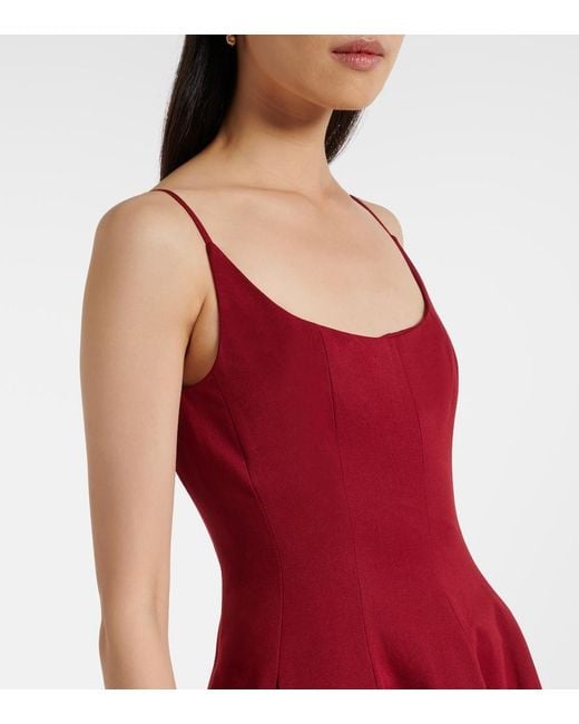Staud Red Joy Pleated Cotton-Blend Gown