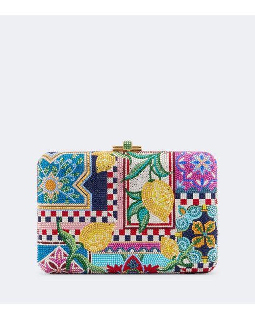 Judith Leiber Blue Slim Slide Ceramica Embellished Clutch