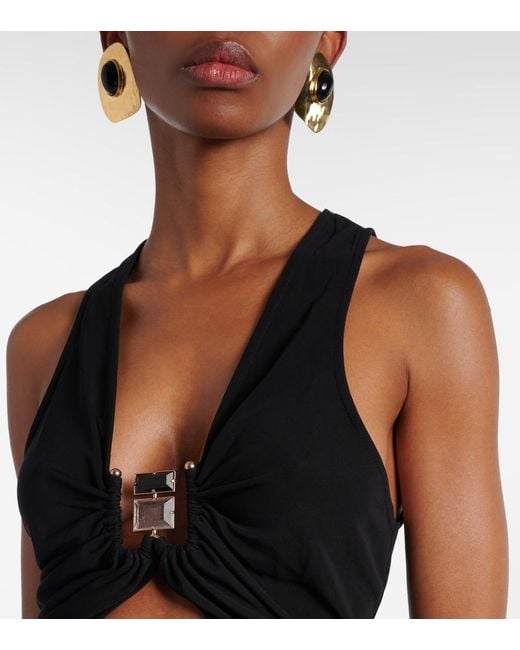 Christopher Esber Black Duo Bezel Quartz Jersey Maxi Dress