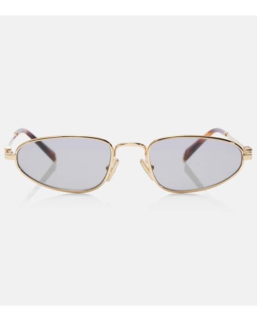 Miu Miu Metallic Logo Oval Sunglasses